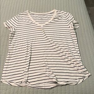 Mossimo black and creme Striped V-Neck T-Shirt